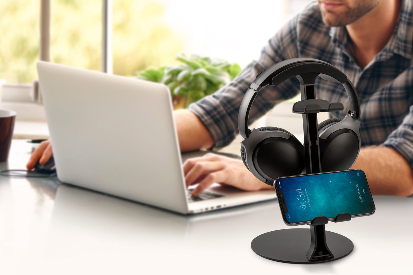 T Stand Extend - Headphone Stand with holders for phone & controllers